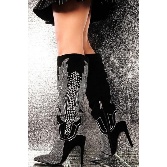 𝙇𝙖𝙨𝙩 Siz 6 💎🎥Rhinestone & Studded Boot - Picture 15 of 15